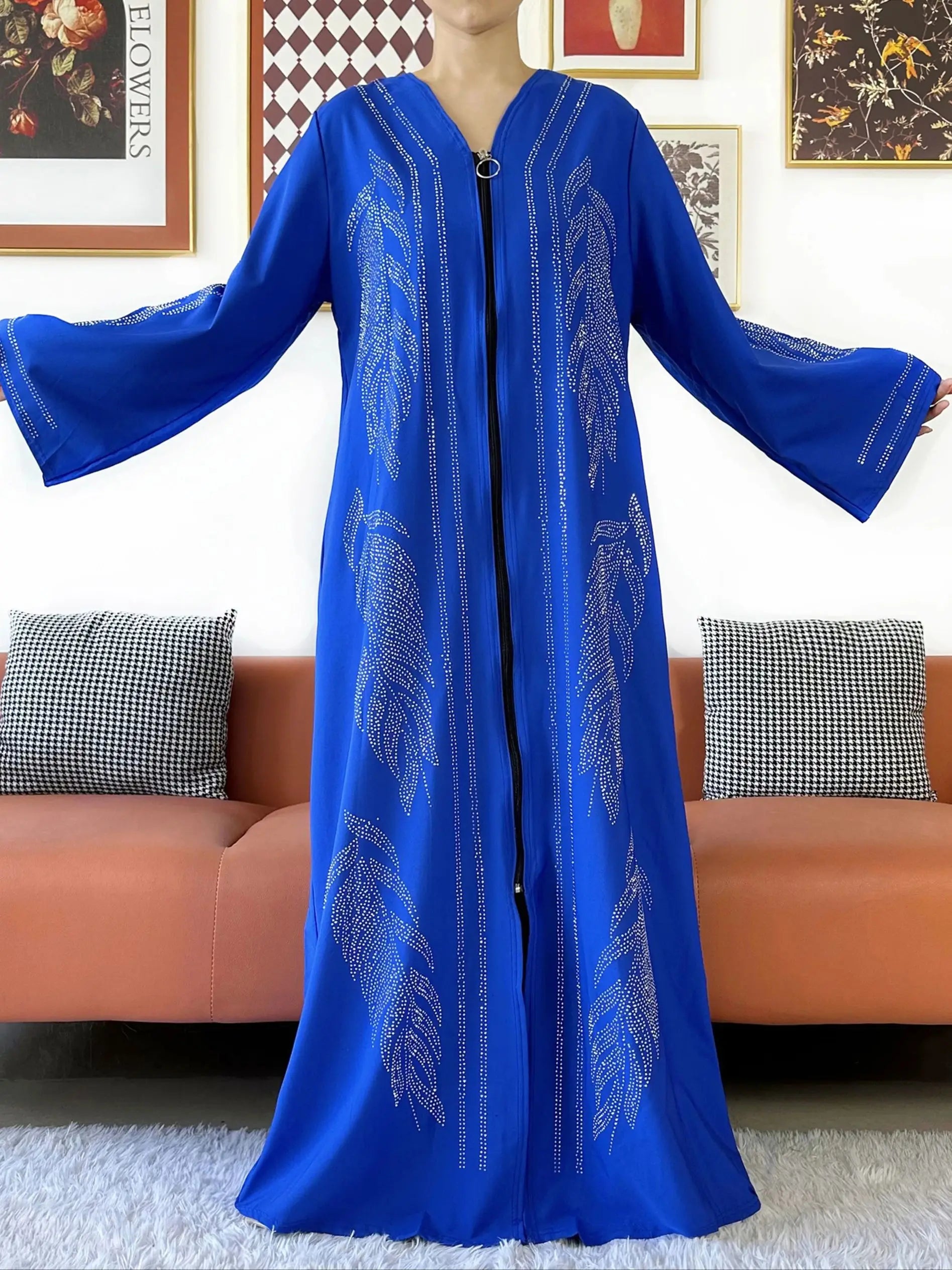New Middle East Africa Elegant Women Cardigan Chiffon Loose Open Zippier Abaya Muslim Islamic Clothing Cardigan Style Loose Size
