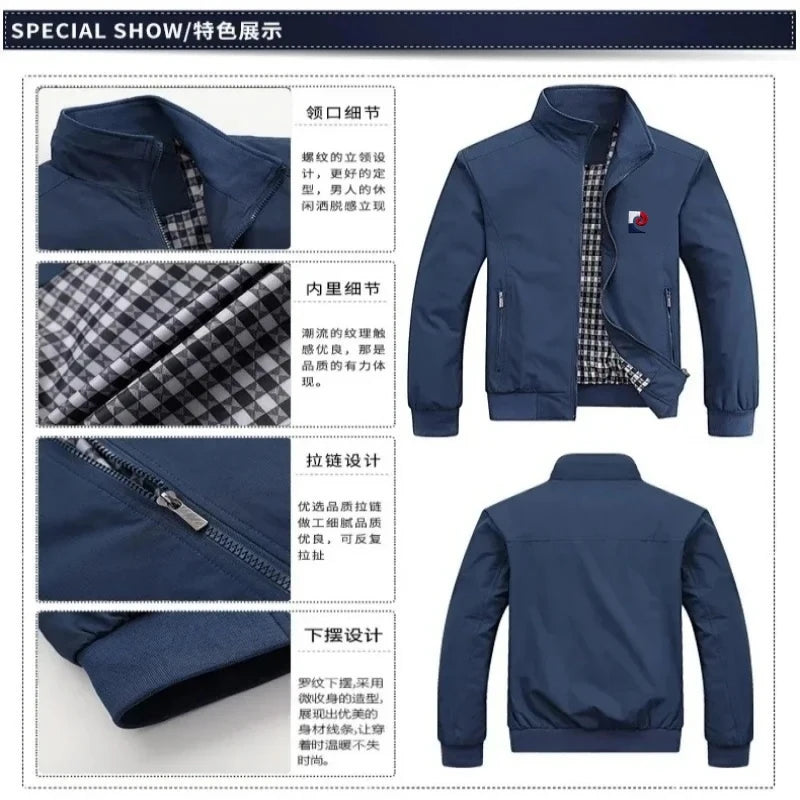 New Spring and Autumn men's high-quality stand up collar jacket, fashionable, casual, breathable baseball jacket top M-6XL