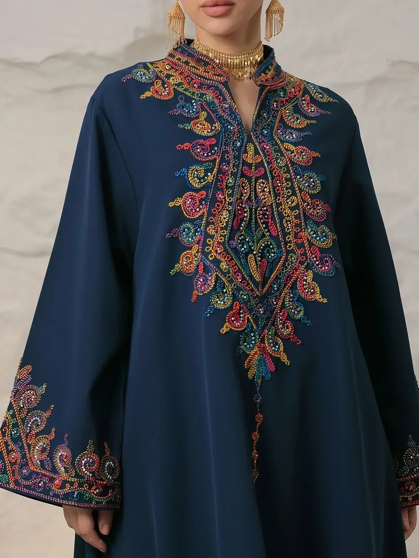Embroidered Abayas for Women Muslim Evening Eid Party Dress Kaftan Dubai Turkey Robe Arabic Islam Jalabiya Caftan Marocain Femme