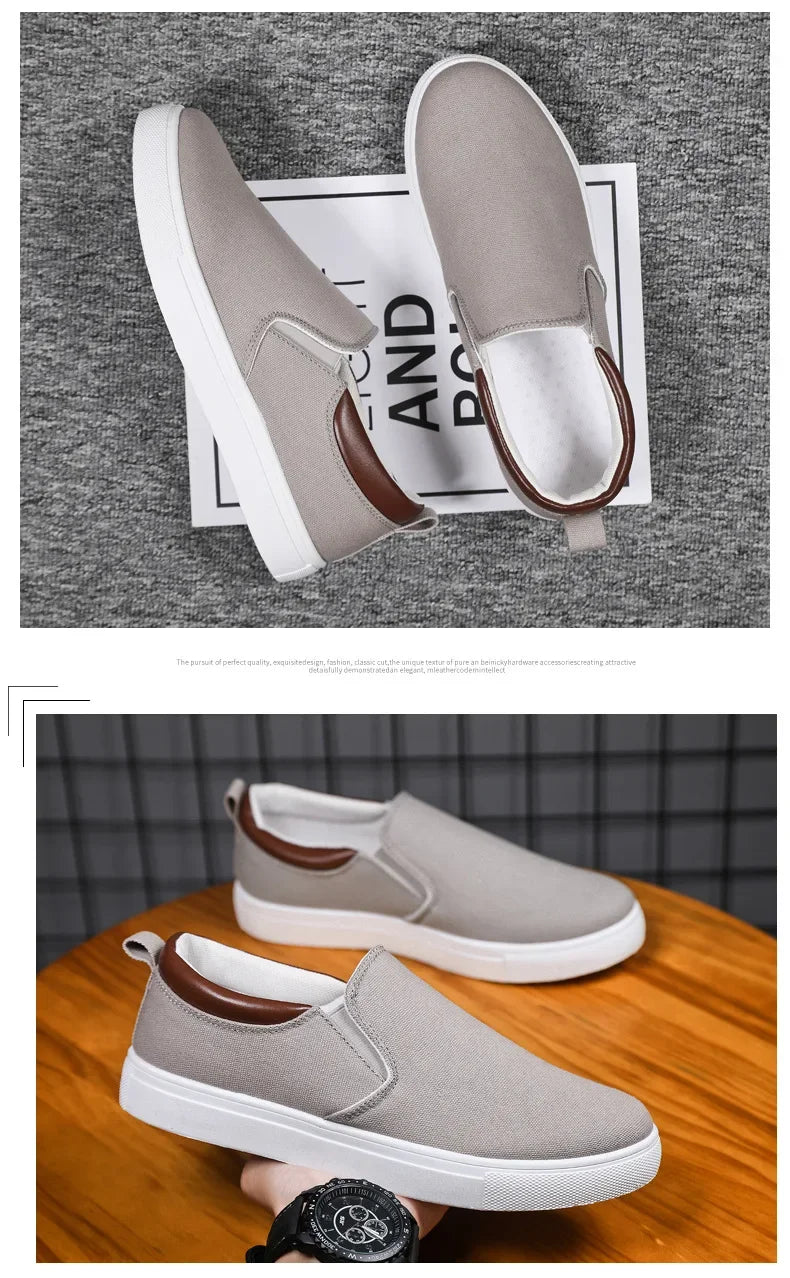Men Canvas Shoe Casual Sneaker for Men Light Slip-on Vulcanized Comfortable Male Flats Loafers New Black Trainers Zapatos Hombre