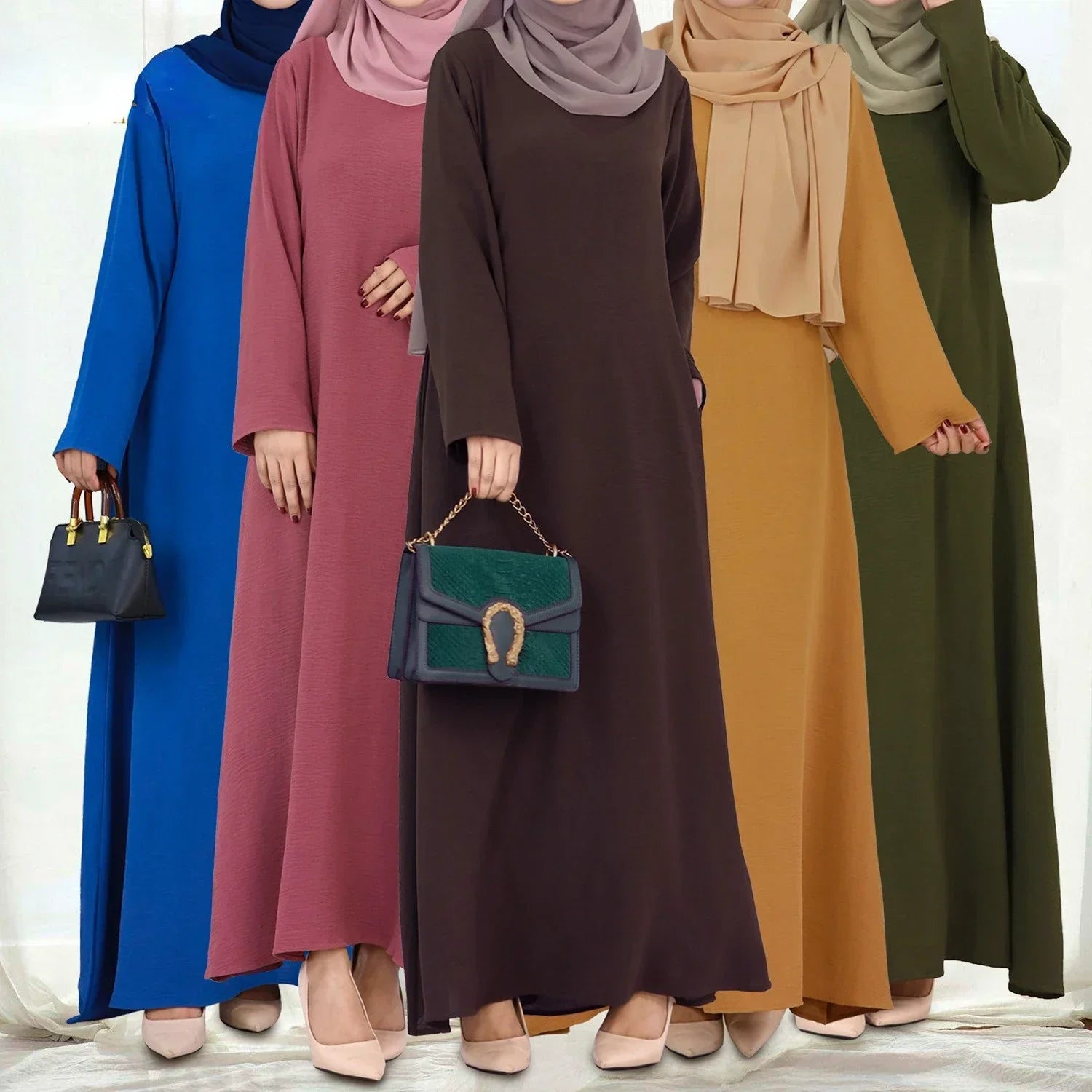 Plain Crepe Abaya for Women Long Muslim Dresses Dubai Turkey Ramadan Eid Islamic Modest Under Abayas Dress Kaftan Robe No Hijab