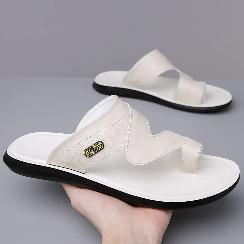 Men Sandals 2025 Summer New Non Slip Breathable Lightweight Soft Sole Beach Shoes Comfortable Fashion Clip Toe Slip on Slippers