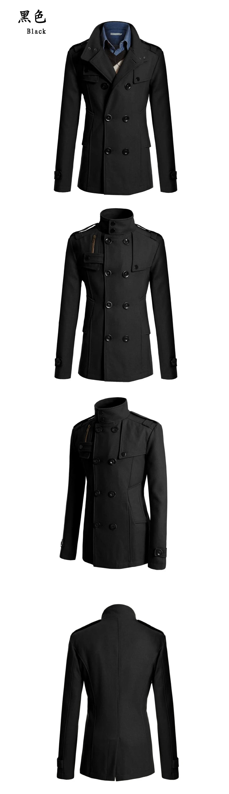 Men's Long Coat Winter Warm Woolen Overcoat Fashion Casual Lapel Button Gentleman Coat for Man High Street Top Coat